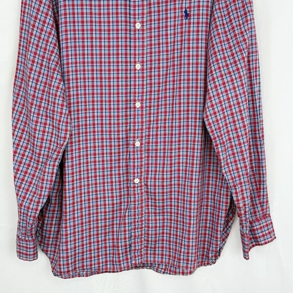 Polo Ralph Lauren Classic Fit Red Plaid Blue Pony Performance Shirt Mens XL - Picture 5 of 16